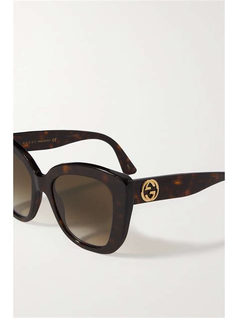 gucci two-tone cat-eye acetate sunglasses havana gold|Gucci 56mm exaggerated aviator sunglasses.